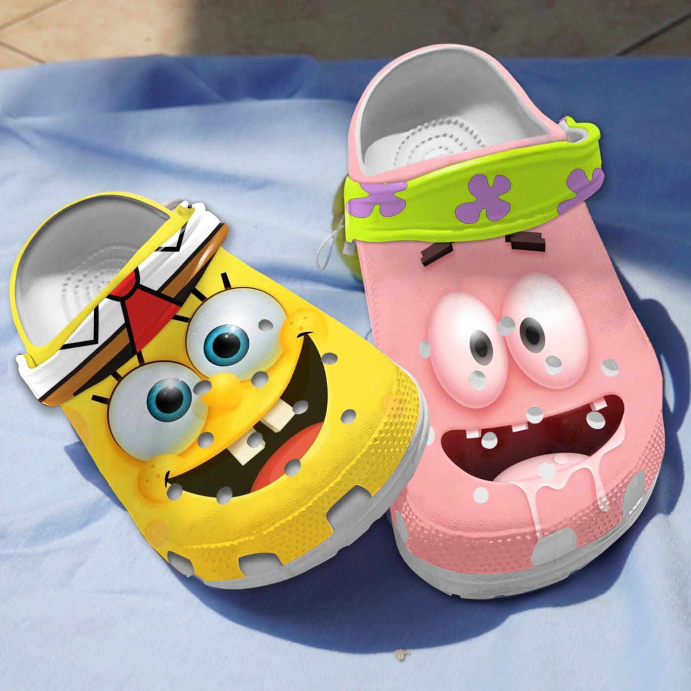 Footwearmerch Spongebob Squarepants Cartoon Crocs Crocband Clogs Shoes Comfortable For Men Women and Kids