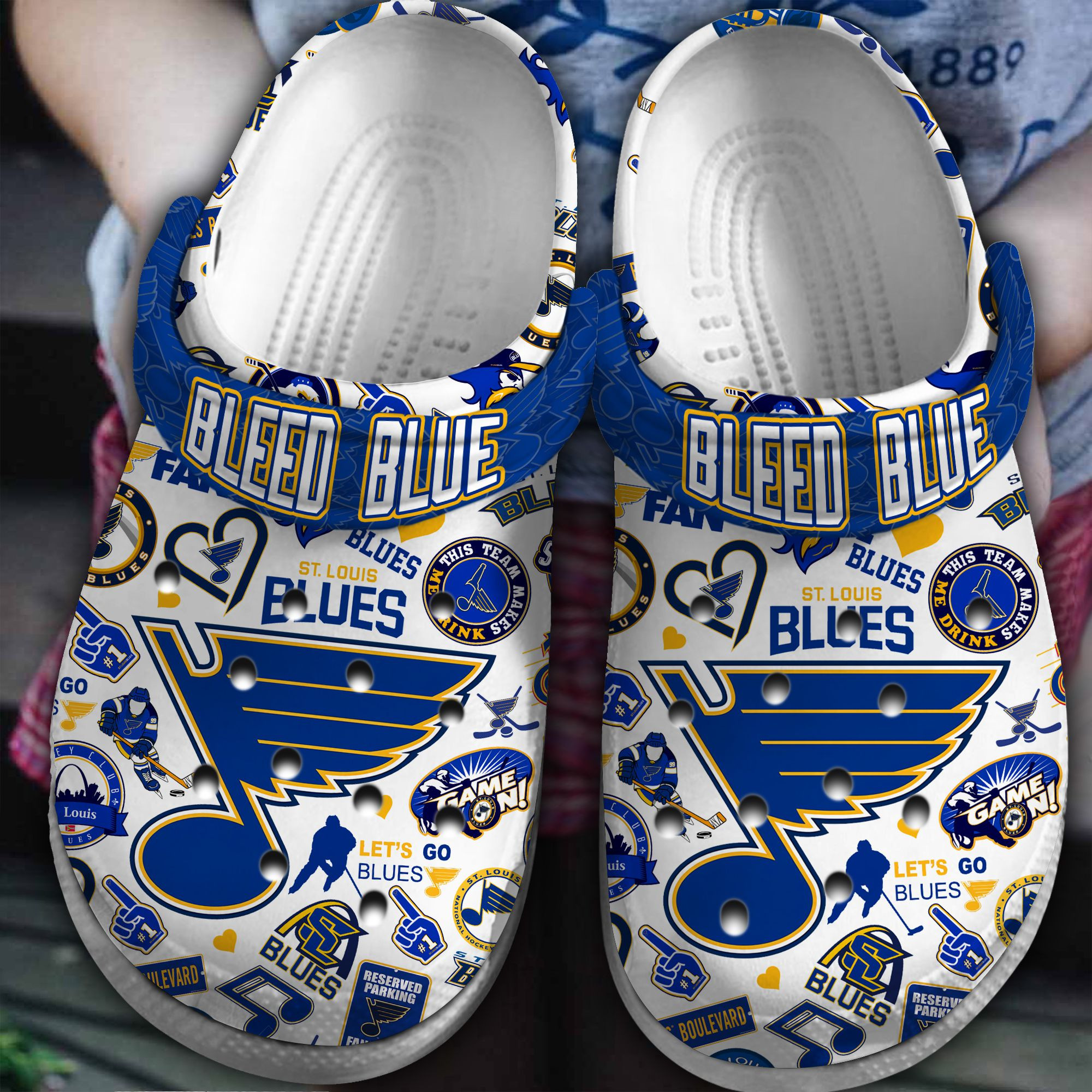 Footwearmerch St. Louis Blues NHL Sport Crocs Crocband Clogs Shoes Comfortable For Men Women and Kids