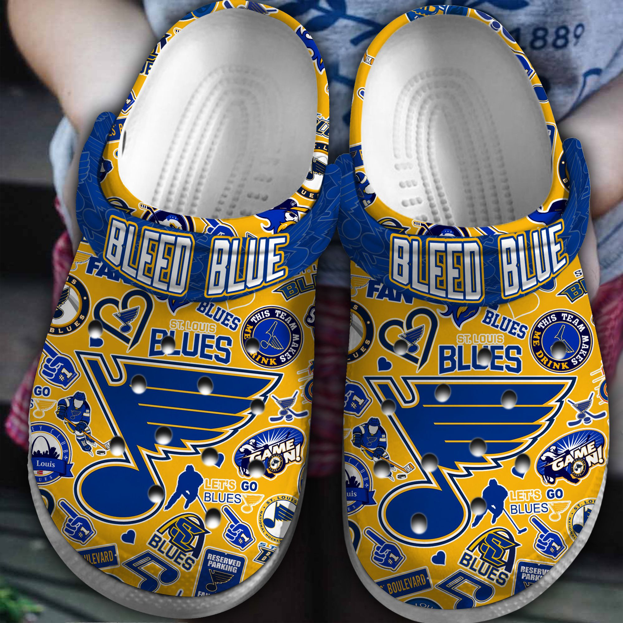 Footwearmerch St. Louis Blues NHL Sport Crocs Crocband Clogs Shoes Comfortable For Men Women and Kids