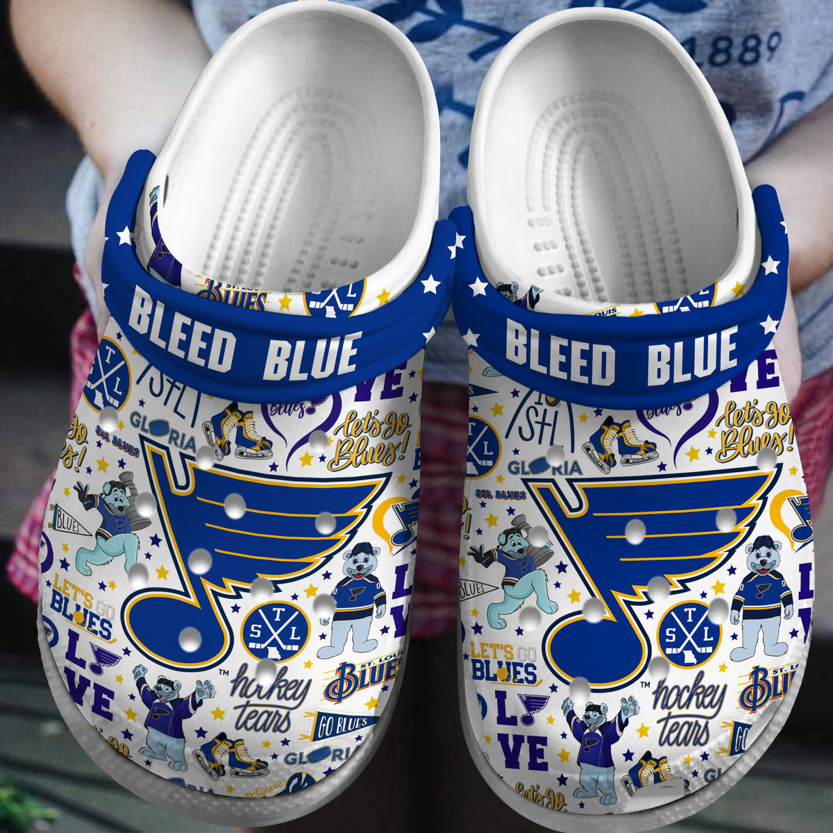 Footwearmerch St. Louis Blues NHL Sport Crocs Crocband Clogs Shoes Comfortable For Men Women and Kids