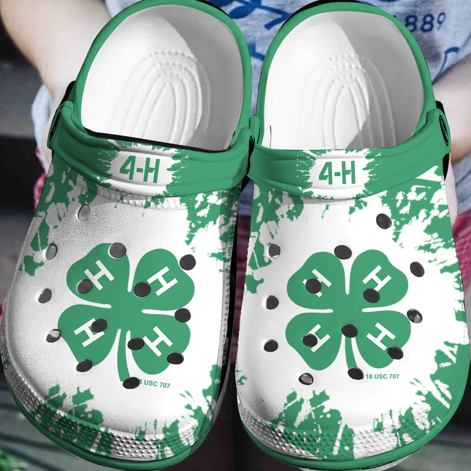 Footwearmerch St Patricks Day 4H Shamrock Leaf Irish Crocband Shoes