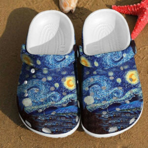 Footwearmerch Starry Night Vincent Van Gogh Paintings Design Unisex Birthday Gifts Clog Shoes