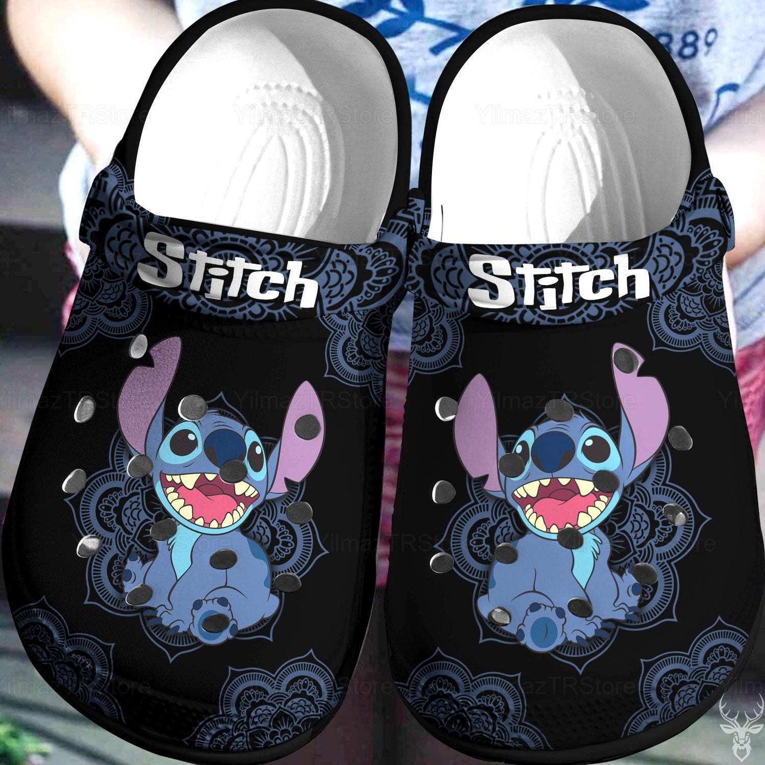 Footwearmerch Stitch Cartoon Crocs Crocband Clogs Shoes Comfortable For Men Women and Kids