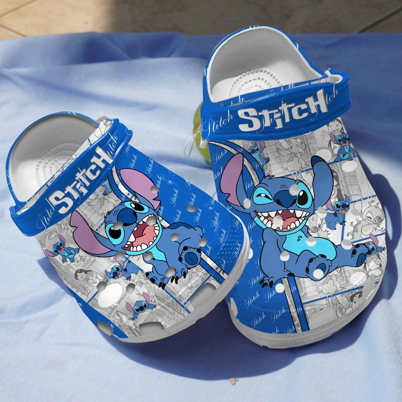 Footwearmerch Stitch Cartoon Crocs Crocband Clogs Shoes Comfortable For Men Women and Kids