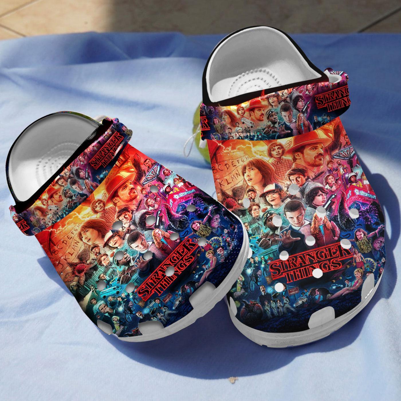 Footwearmerch Stranger Things TV Series Crocs Crocband Clogs Shoes Comfortable For Men Women and Kids
