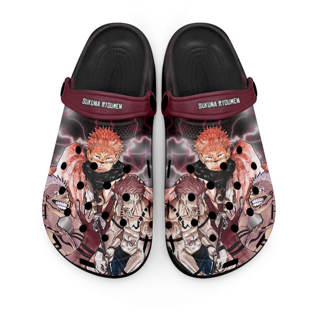 Footwearmerch Sukuna Ryoumen Jujutsu Kaisen Anime Crocs Crocband Clogs Shoes Comfortable For Men Women and Kids