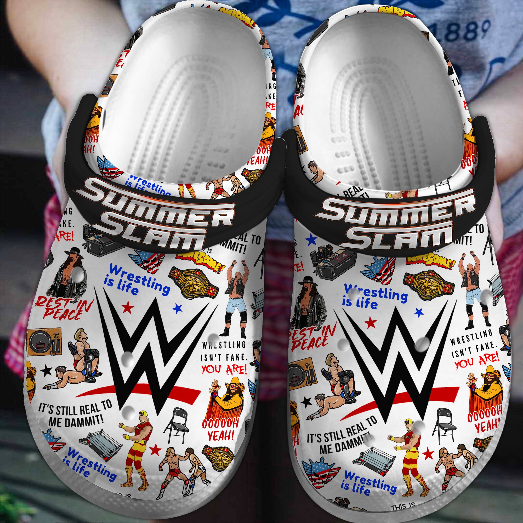 Footwearmerch Summer Slam WWE 2024 Sport Crocs Crocband Clogs Shoes Comfortable For Men Women and Kids