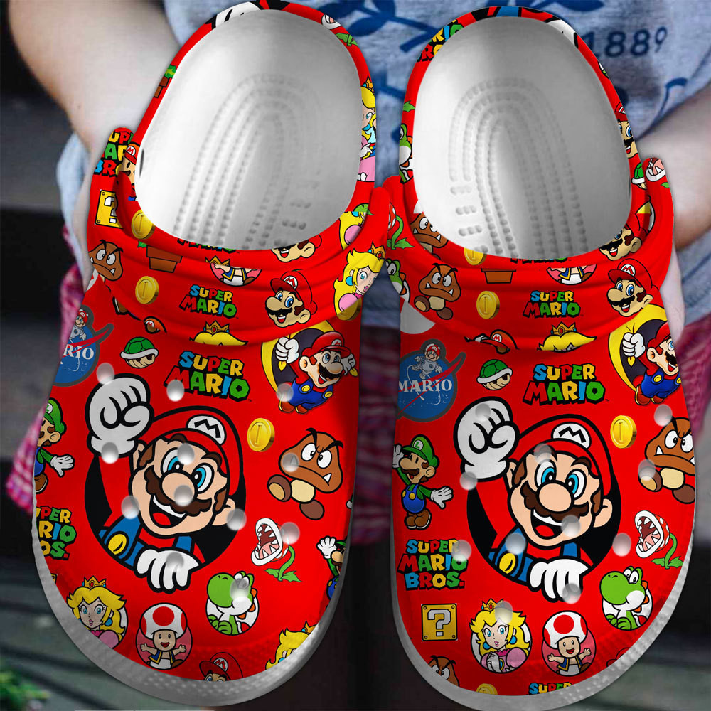 Footwearmerch Super Mario Game Premium Crocs Crocband Clogs Shoes Comfortable For Men Women and Kids