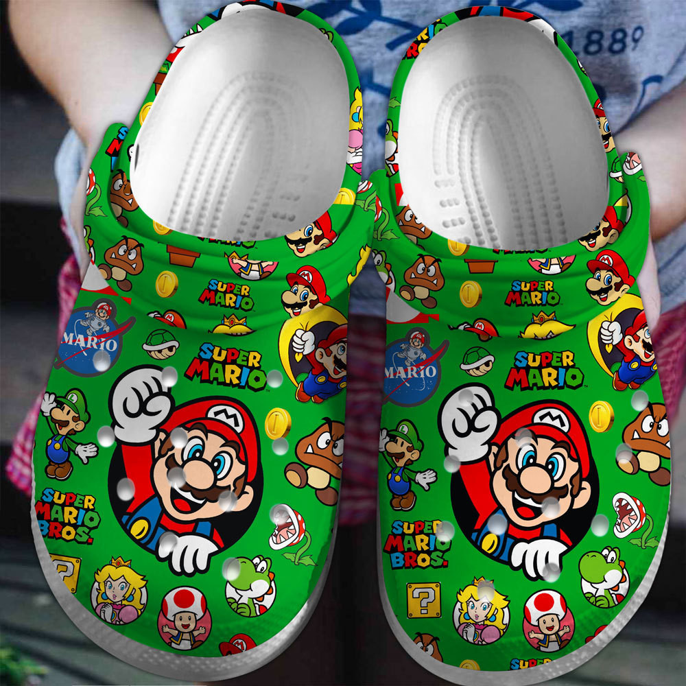 Footwearmerch Super Mario Game Premium Crocs Crocband Clogs Shoes Comfortable For Men Women and Kids