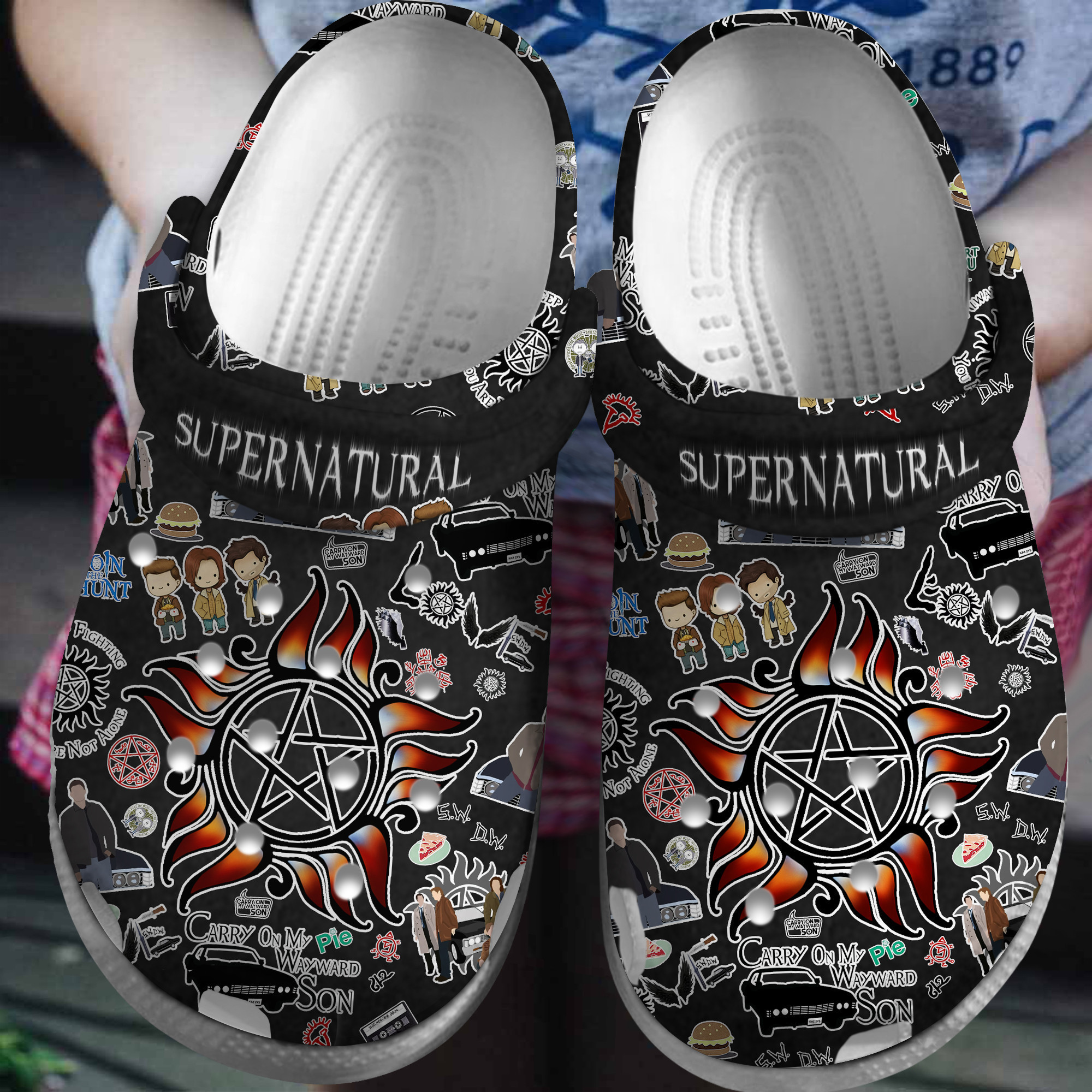 Footwearmerch Supernatural Movie Crocs Crocband Clogs Shoes Comfortable For Men Women and Kids