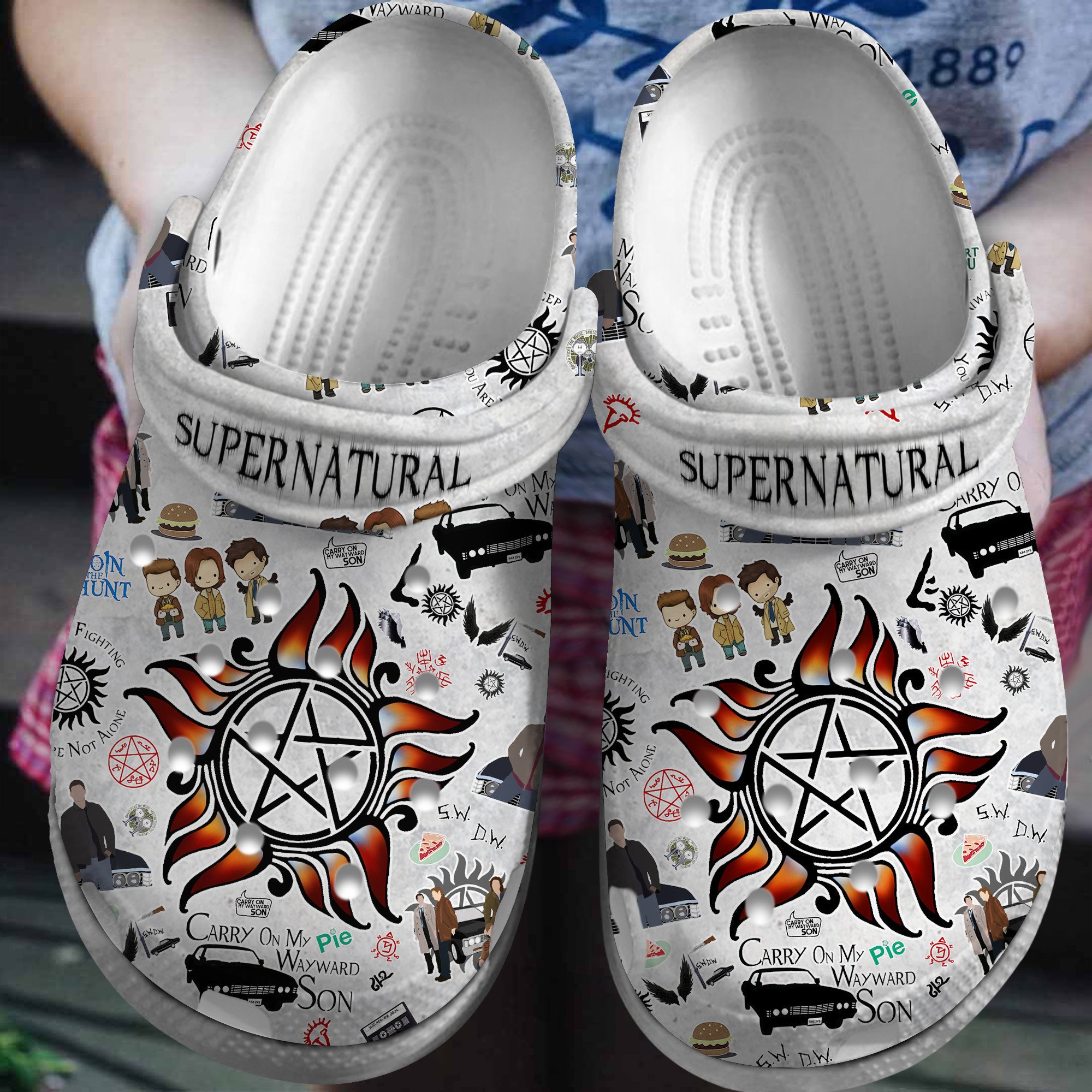 Footwearmerch Supernatural Movie Crocs Crocband Clogs Shoes Comfortable For Men Women and Kids