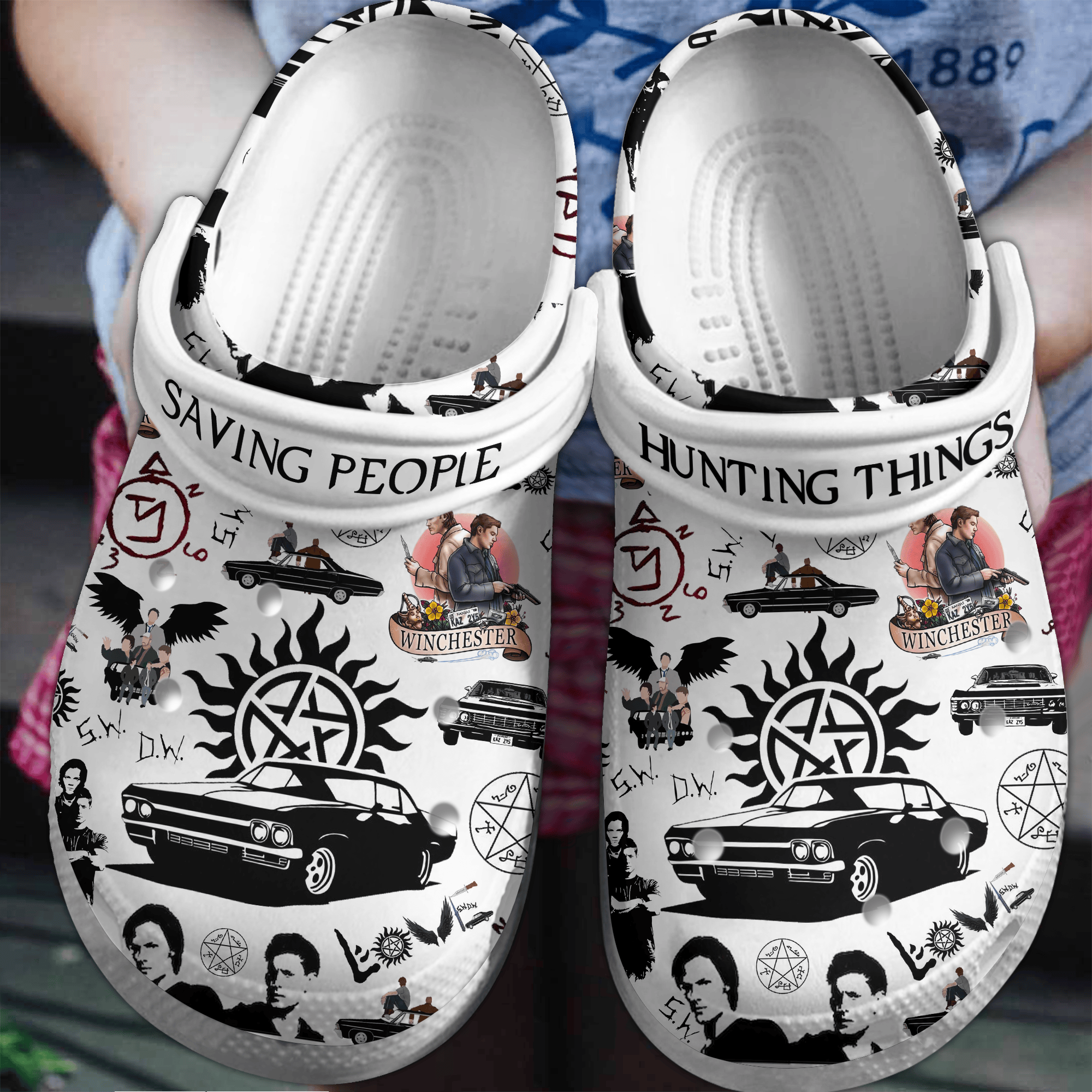 Footwearmerch Supernatural TV Series Crocs Crocband Clogs Shoes Comfortable For Men Women and Kids