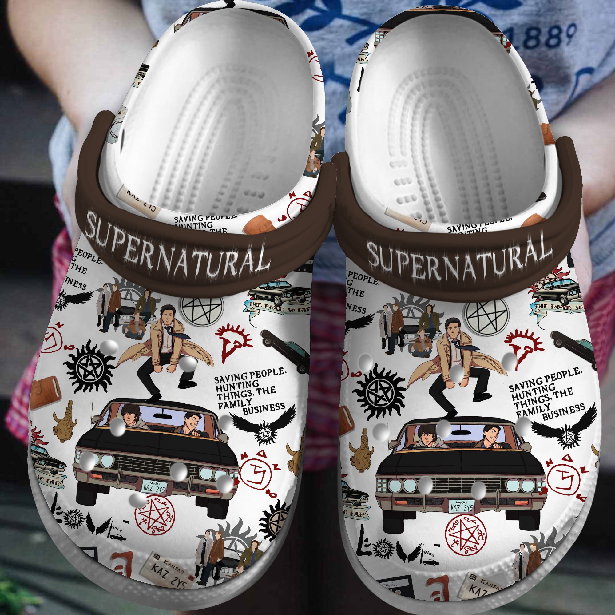 Footwearmerch Supernatural TV Series Crocs Crocband Clogs Shoes Comfortable For Men Women and Kids