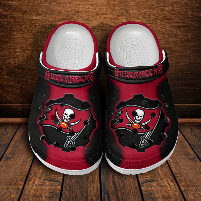 Footwearmerch Tampa Bay Buccaneers NFL Crocs Crocband Clogs Shoes Comfortable For Men Women and Kids