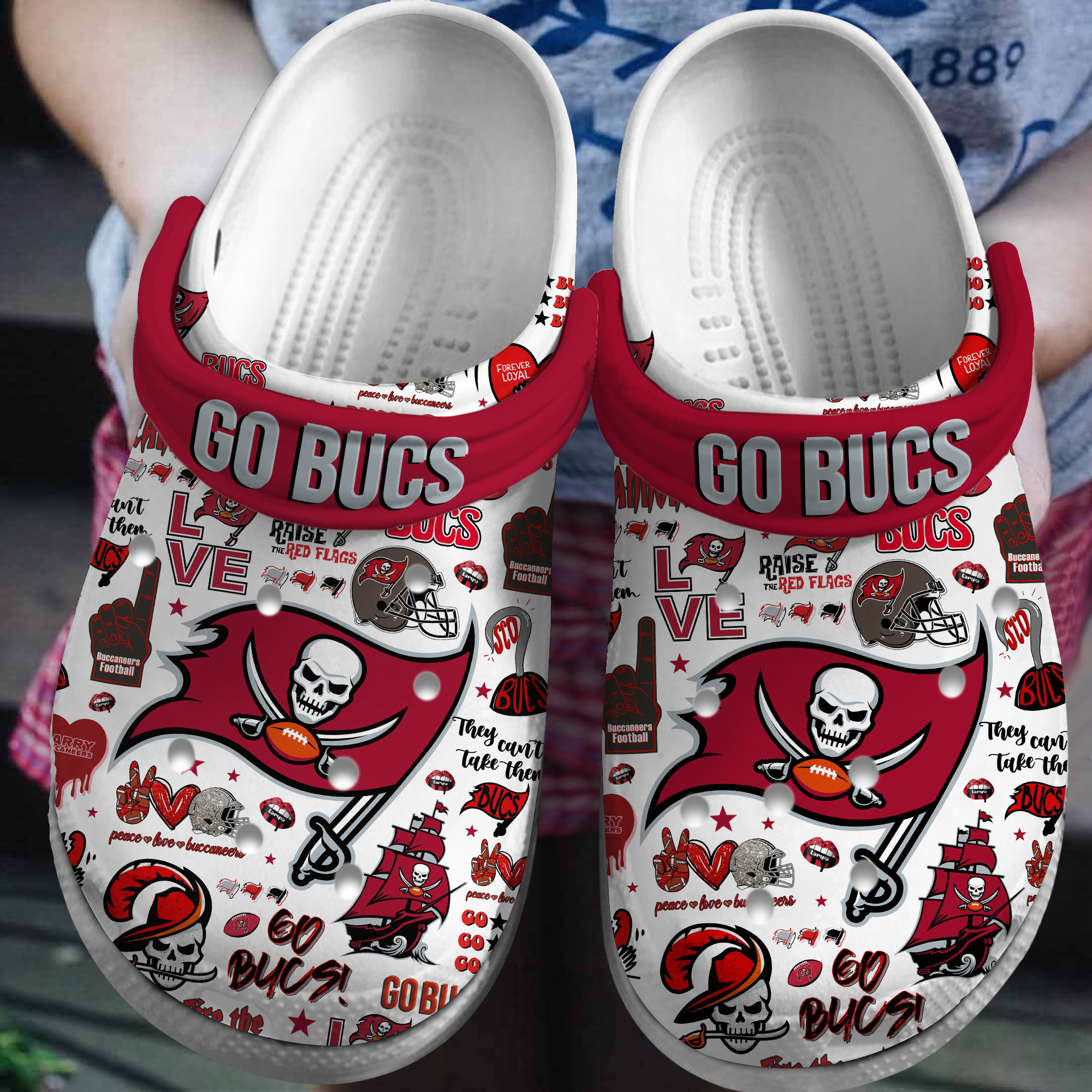 Footwearmerch Tampa Bay Buccaneers NFL Sport Crocs Crocband Clogs Shoes Comfortable For Men Women and Kids