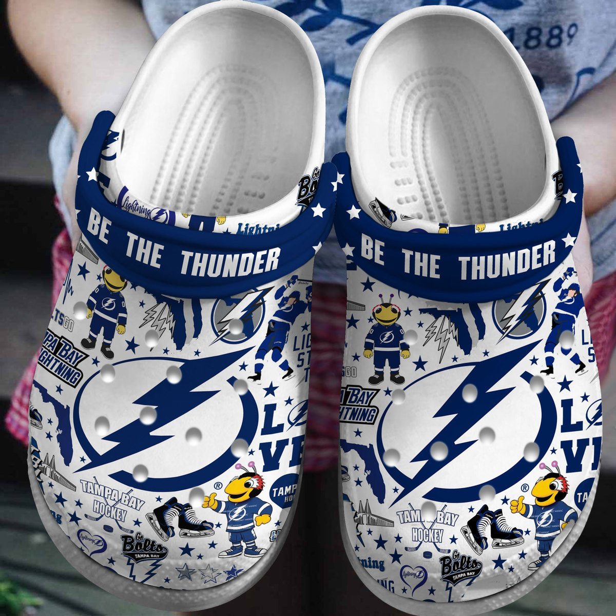 Footwearmerch Tampa Bay Lightning NHL Sport Crocs Crocband Clogs Shoes Comfortable For Men Women and Kids