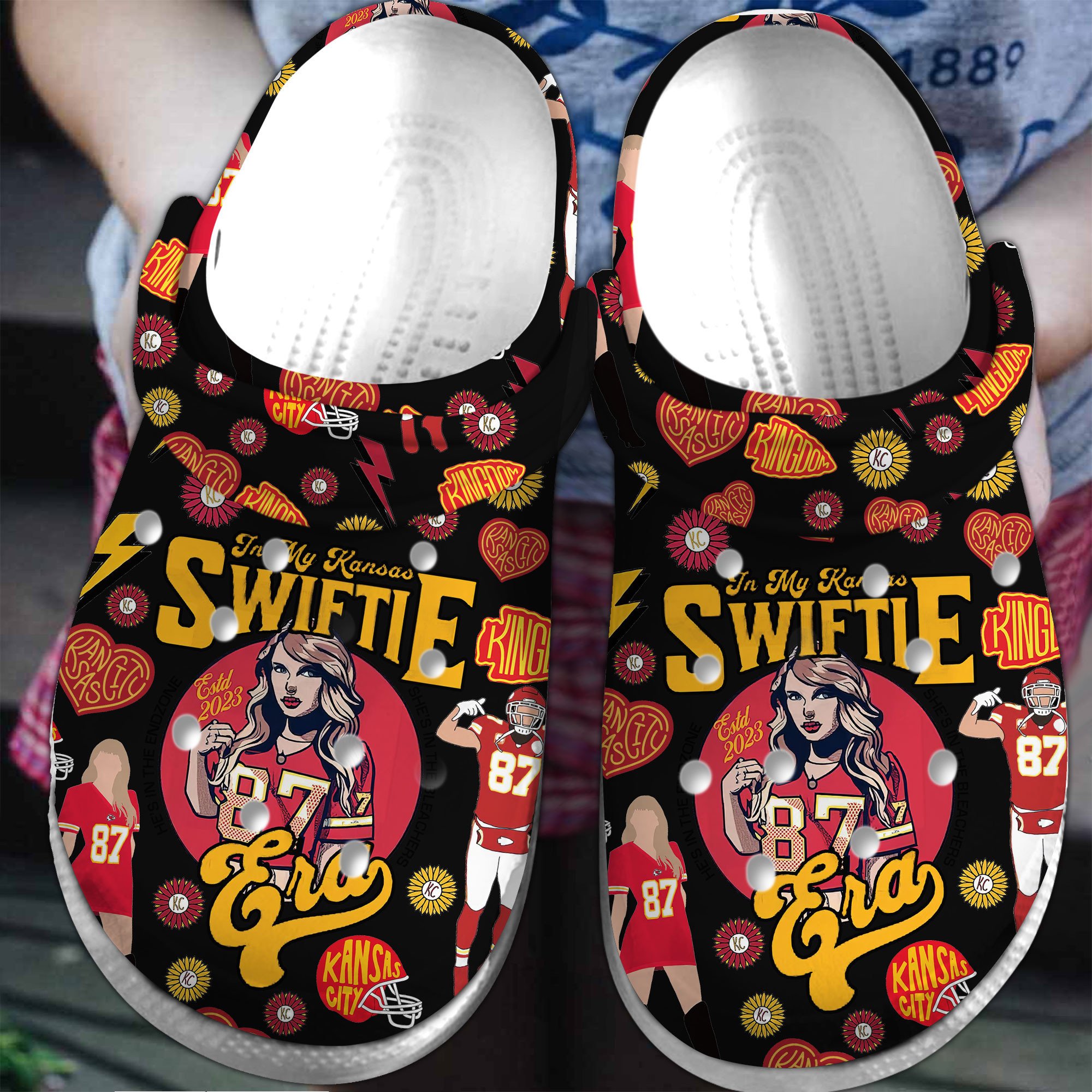 Footwearmerch Taylor Swift Kansas City Chiefs Music NFL Sport Crocs Crocband Clogs Shoes Comfortable For Men Women and Kids