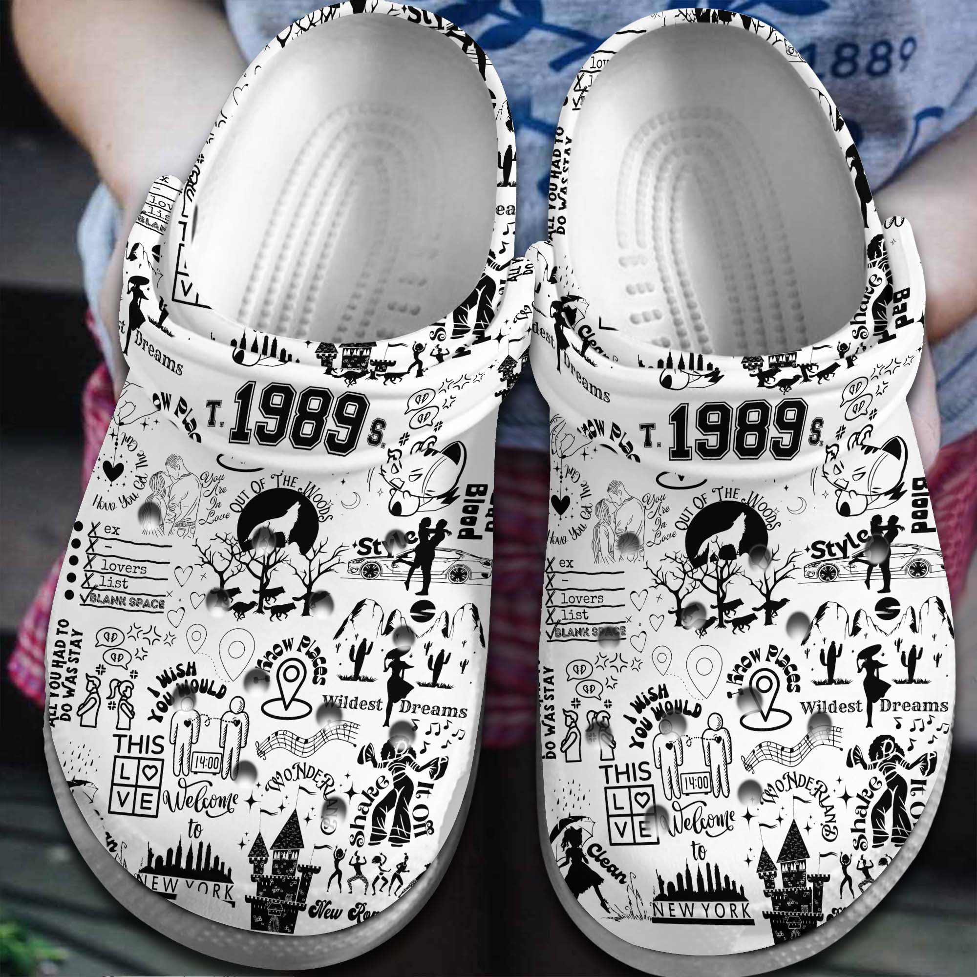 Footwearmerch Taylor Swift Music 1989 Crocs Crocband Clogs Shoes Comfortable For Men Women and Kids