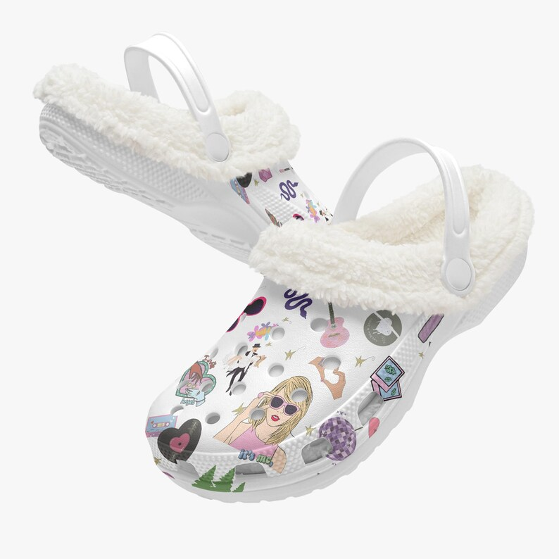 Footwearmerch Taylor Swift Music Crocs Crocband Fleece Lined Clogs Shoes Comfortable For Men Women and Kids In Winter
