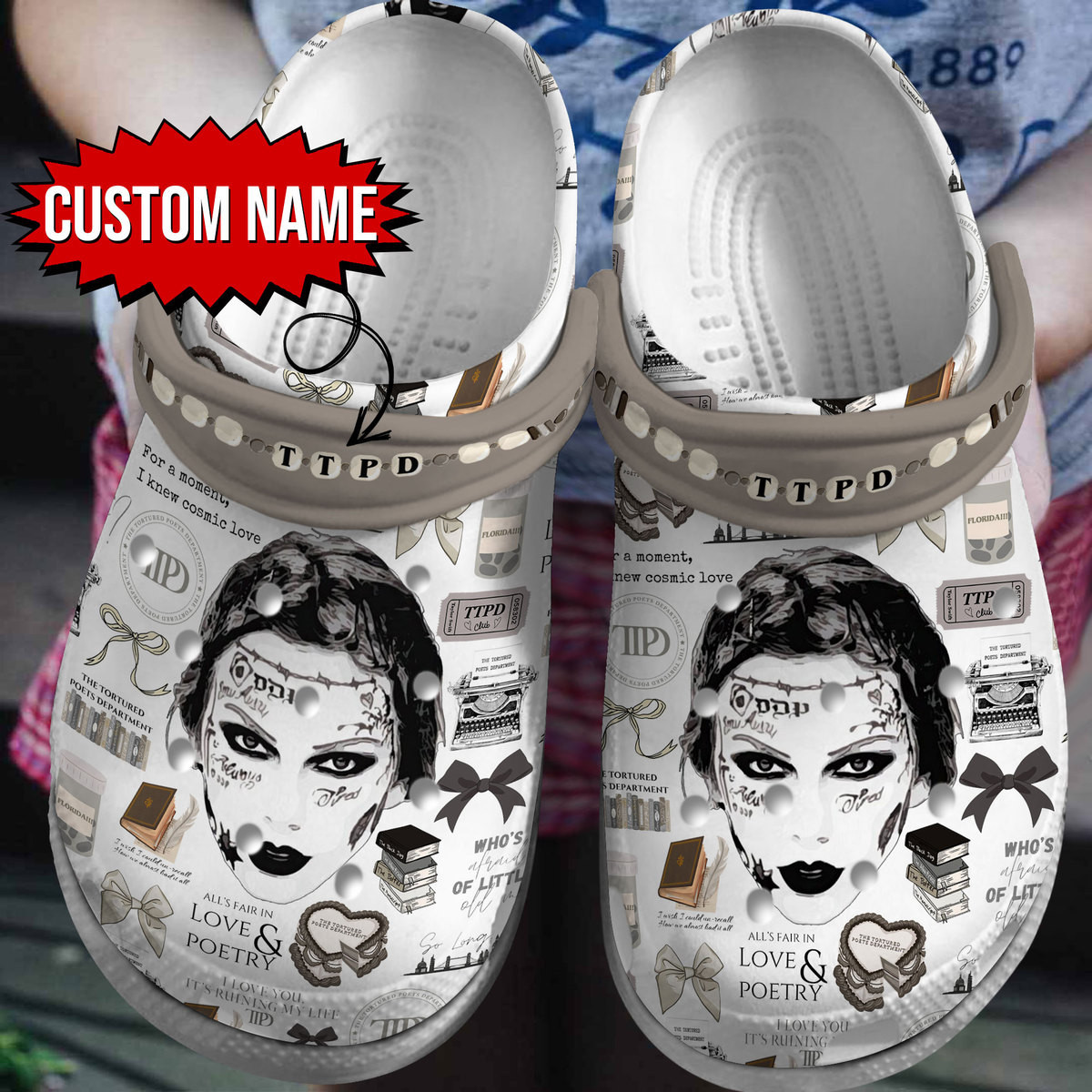 Footwearmerch Taylor Swift TTPD Album Music Crocs Crocband Clogs Shoes Comfortable For Men Women and Kids