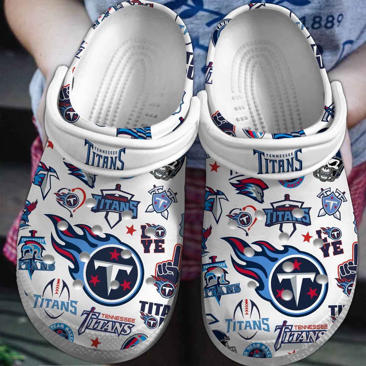 Footwearmerch Tennessee Titans NFL Sport Crocs Crocband Clogs Shoes Comfortable For Men Women and Kids