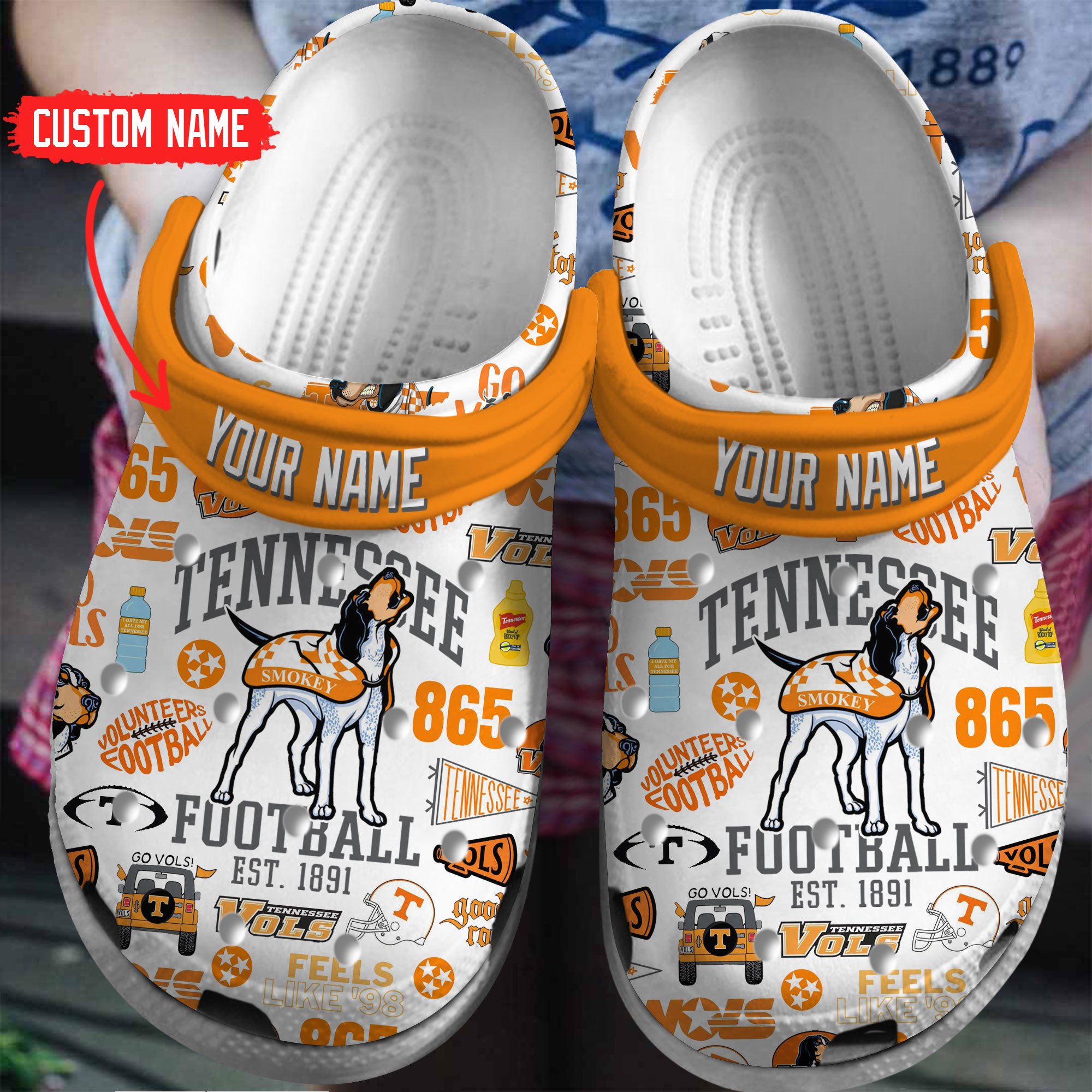 Footwearmerch Tennessee Volunteers Football NCAA Sport Crocs Crocband Clogs Shoes Comfortable For Men Women and Kids