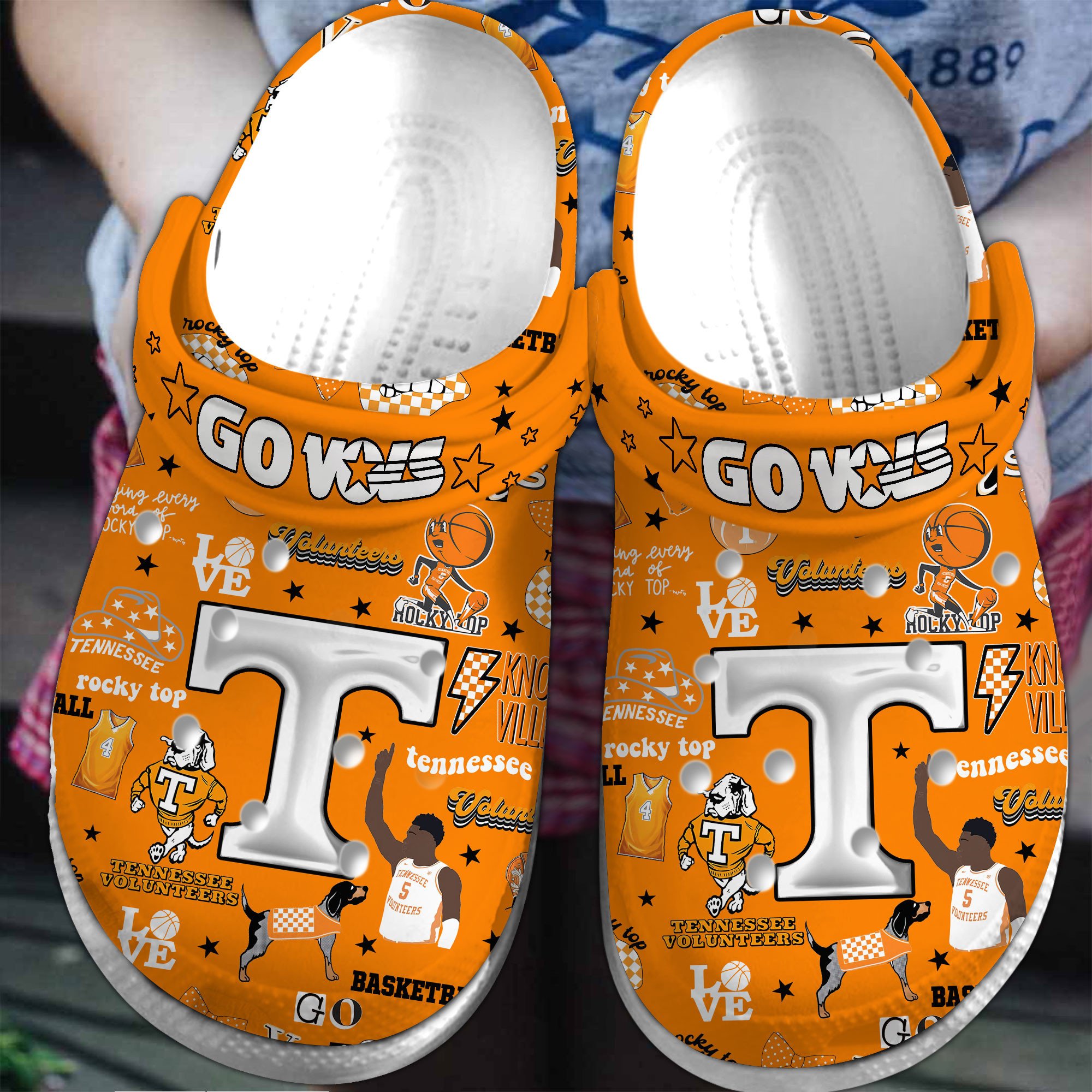 Footwearmerch Tennessee Volunteers NCAA Sport Crocs Crocband Clogs Shoes Comfortable For Men Women and Kids