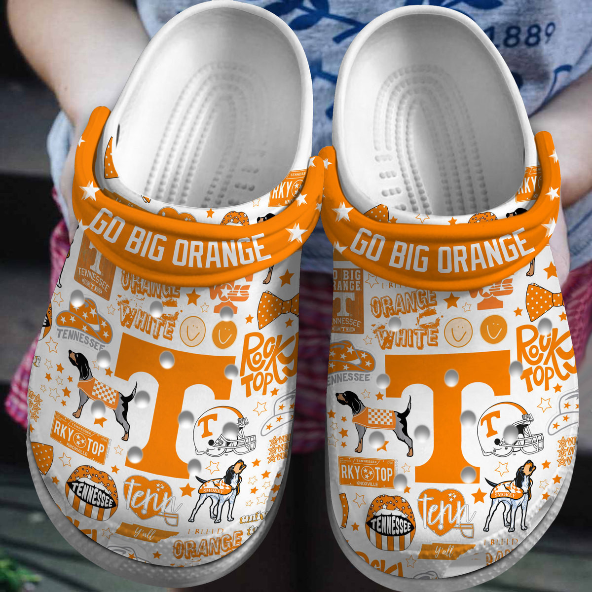 Footwearmerch Tennessee Volunteers NCAA Sport Crocs Crocband Clogs Shoes Comfortable For Men Women and Kids