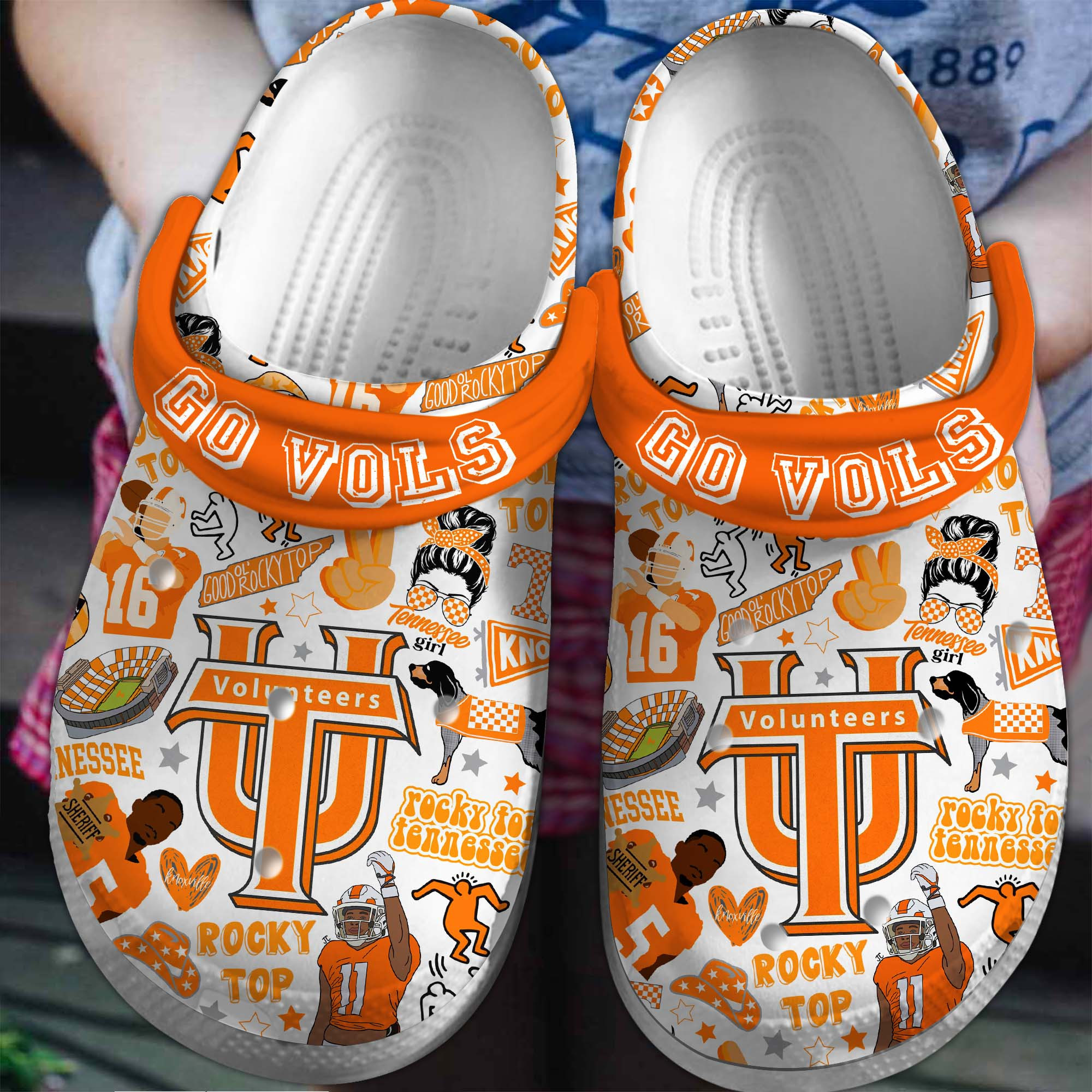 Footwearmerch Tennessee Volunteers NCAA Sport Crocs Crocband Clogs Shoes Comfortable For Men Women and Kids