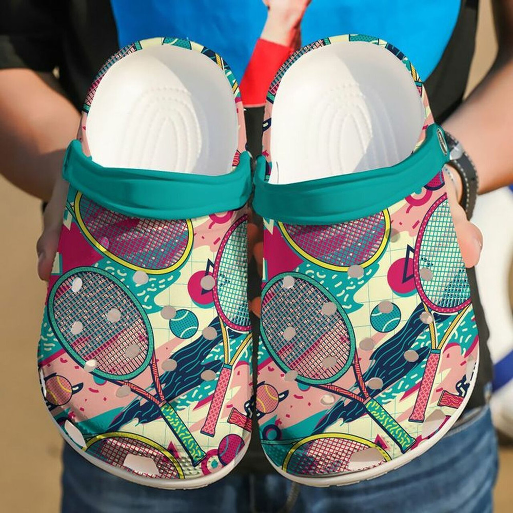 Footwearmerch Tennis Colorful Rackets 102 Gift For Lover Rubber clog Shoes Comfy Footwear