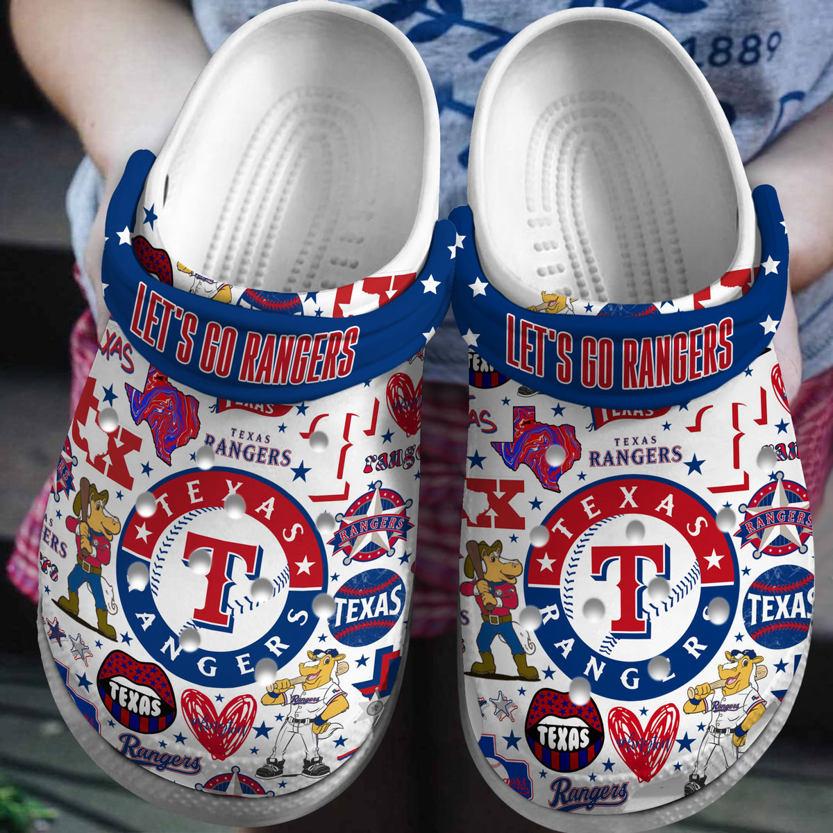 Footwearmerch Texas Rangers MLB Sport Crocs Crocband Clogs Shoes Comfortable For Men Women and Kids