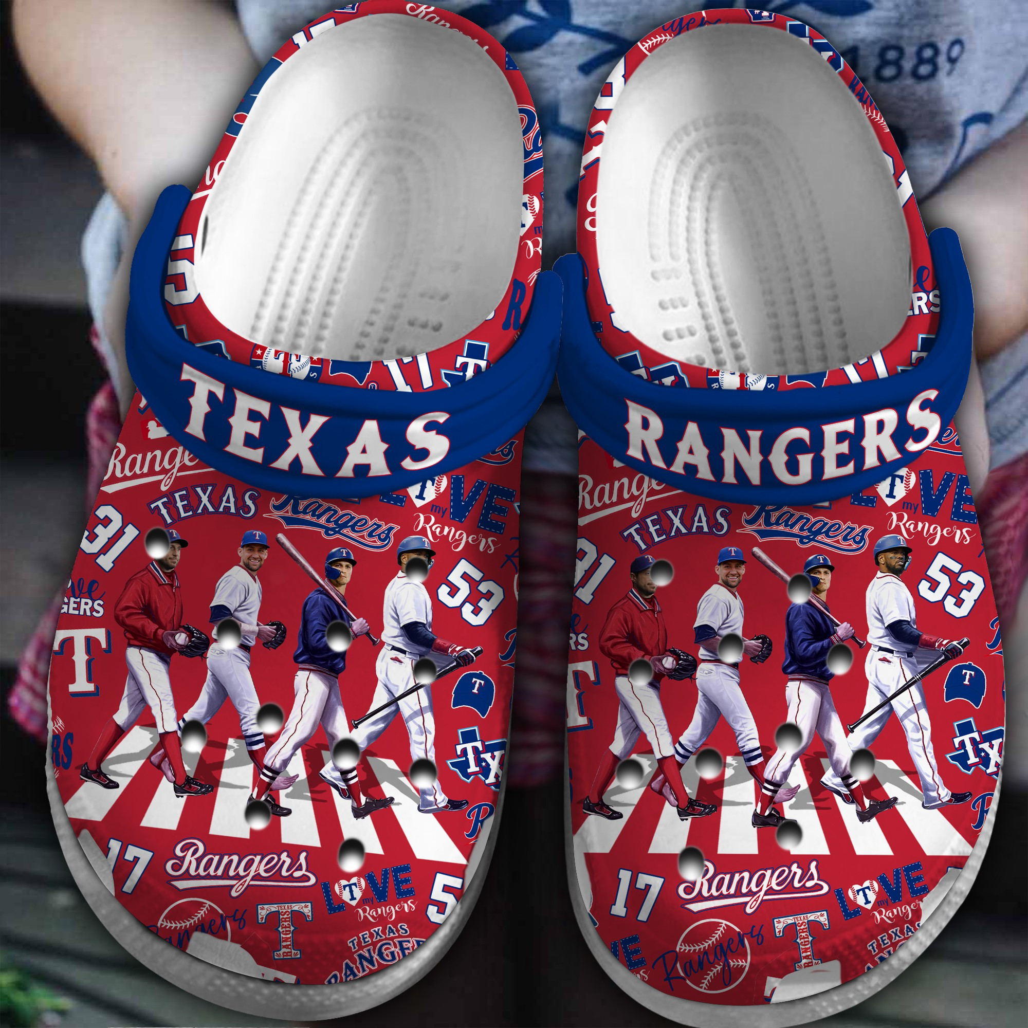 Footwearmerch Texas Rangers MLB Sport Crocs Crocband Clogs Shoes Comfortable For Men Women and Kids