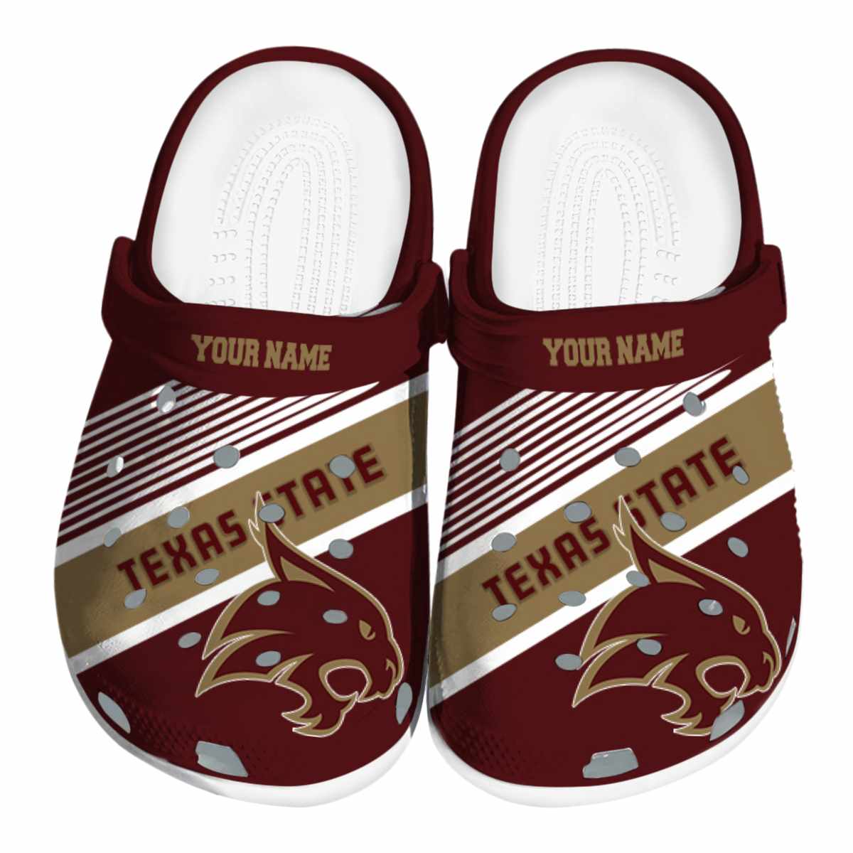Footwearmerch Texas State Bobcats NCAA Sport Crocs Crocband Clogs Shoes Comfortable For Men Women and Kids