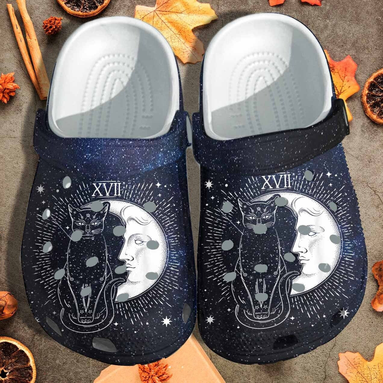 Footwearmerch The Moon Cat Xvii Shoes - Cat Tarot clogs Zodiac Gift