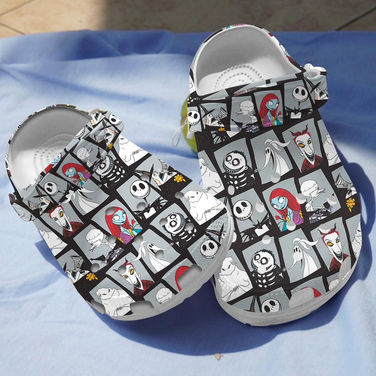 Footwearmerch The Nightmare Before Christmas Movie Crocs Crocband Clogs Shoes Comfortable For Men Women and Kids