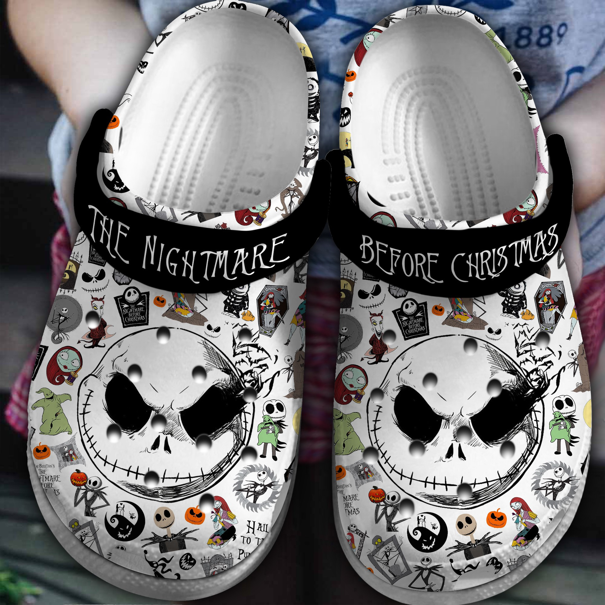 Footwearmerch The Nightmare Before Christmas Movie Crocs Crocband Clogs Shoes Comfortable For Men Women and Kids