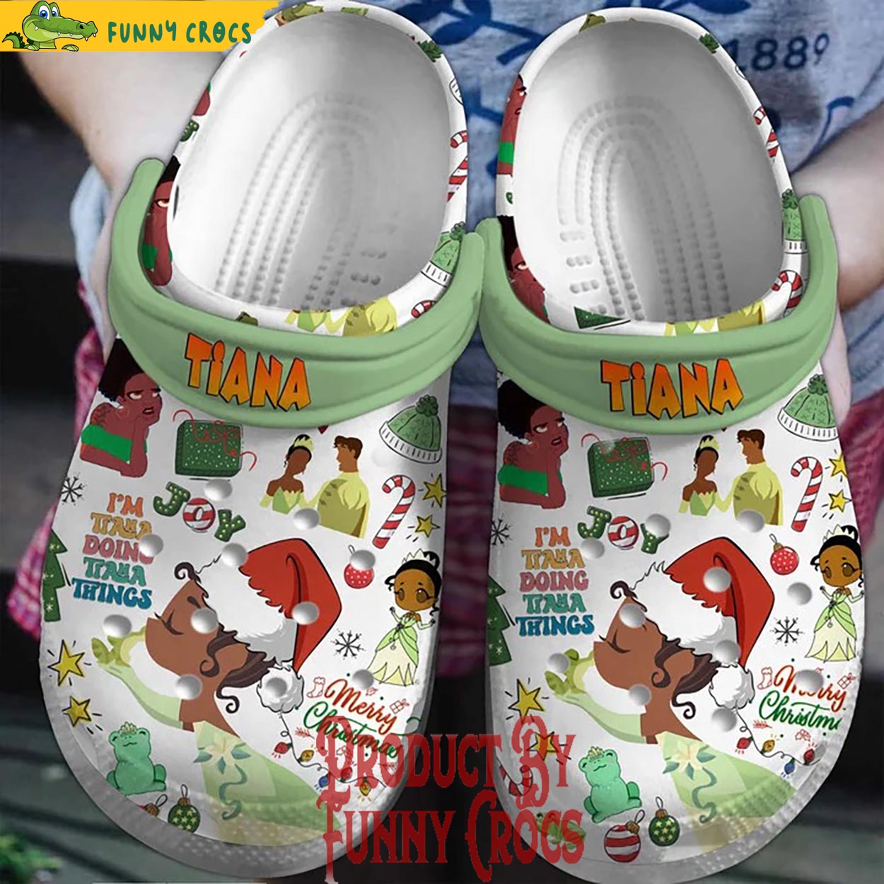 Footwearmerch Tiana The Princess And The Frog Cartoon Christmas Crocs Crocband Clogs Shoes Comfortable For Men Women and Kids