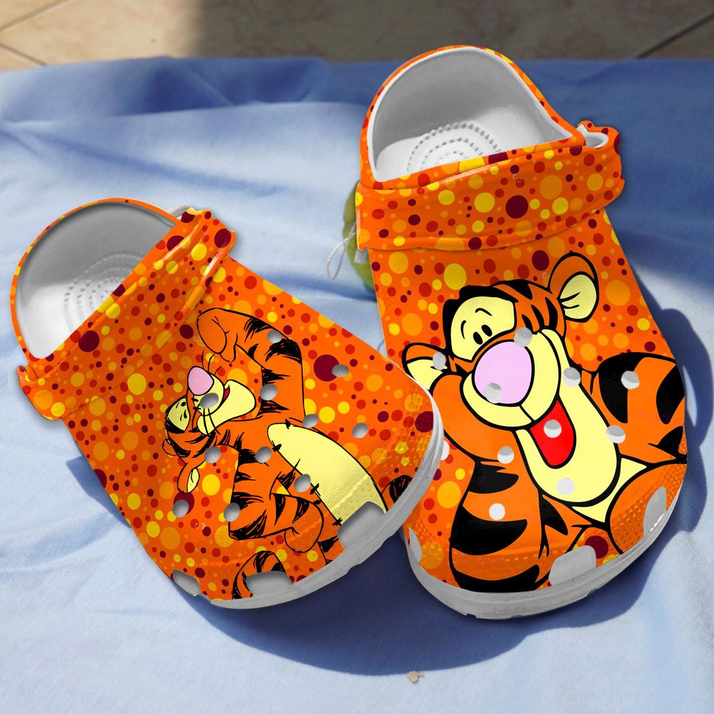 Footwearmerch Tigger Winnie The Pooh Cartoon Crocs Crocband Clogs Shoes Comfortable For Men Women and Kids
