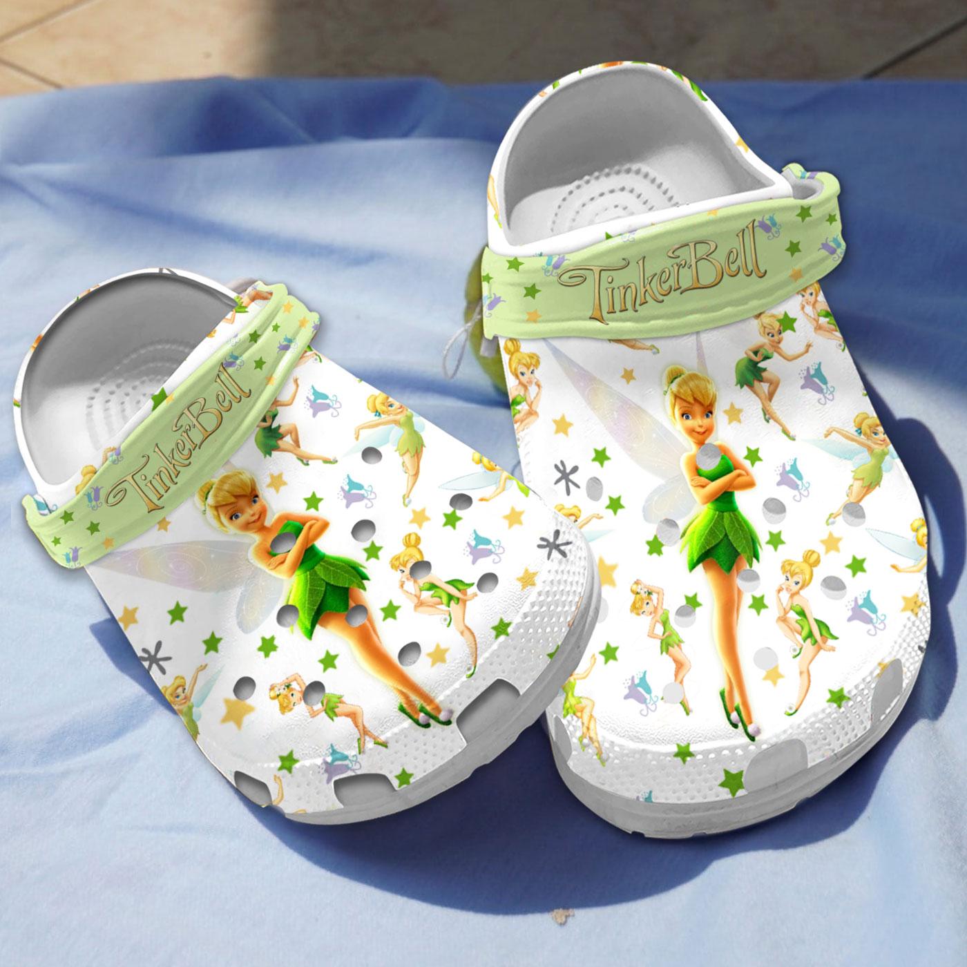 Footwearmerch Tinker Bell Cartoon Crocs Crocband Clogs Shoes Comfortable For Men Women and Kids