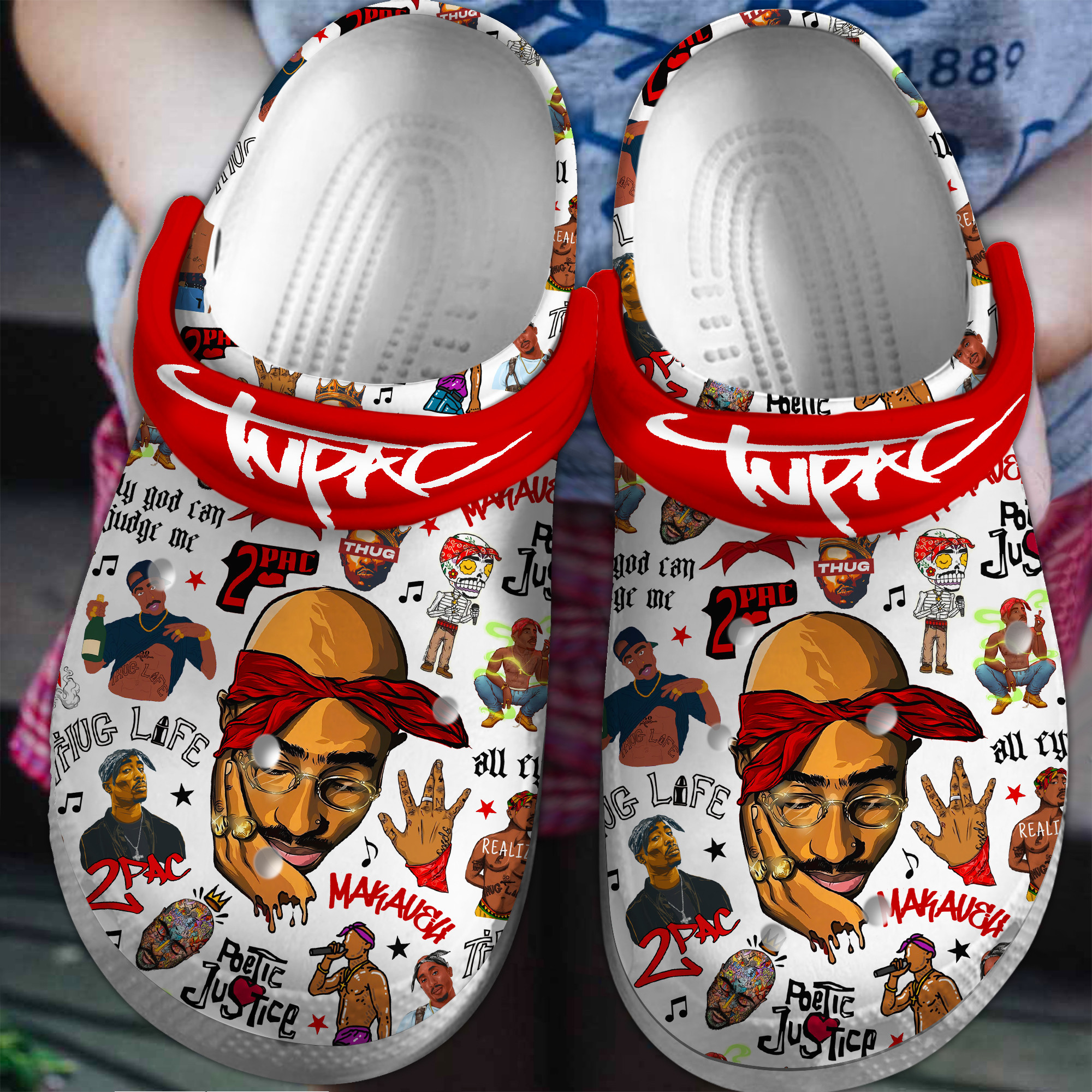 Footwearmerch Tupac Shakur Music Crocs Crocband Clogs Shoes Comfortable For Men Women and Kids