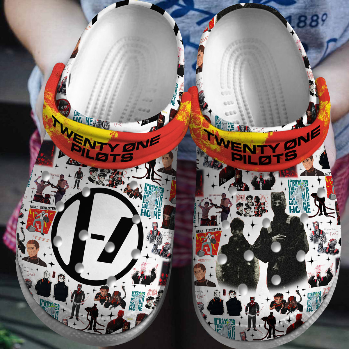 Footwearmerch Twenty One Pilots Music Crocs Crocband Clogs Shoes Comfortable For Men Women and Kids
