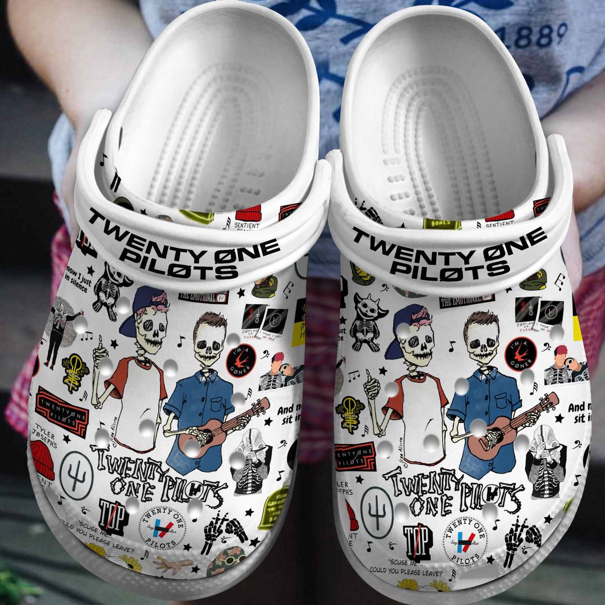 Footwearmerch Twenty One Pilots Music Crocs Crocband Clogs Shoes Comfortable For Men Women and Kids