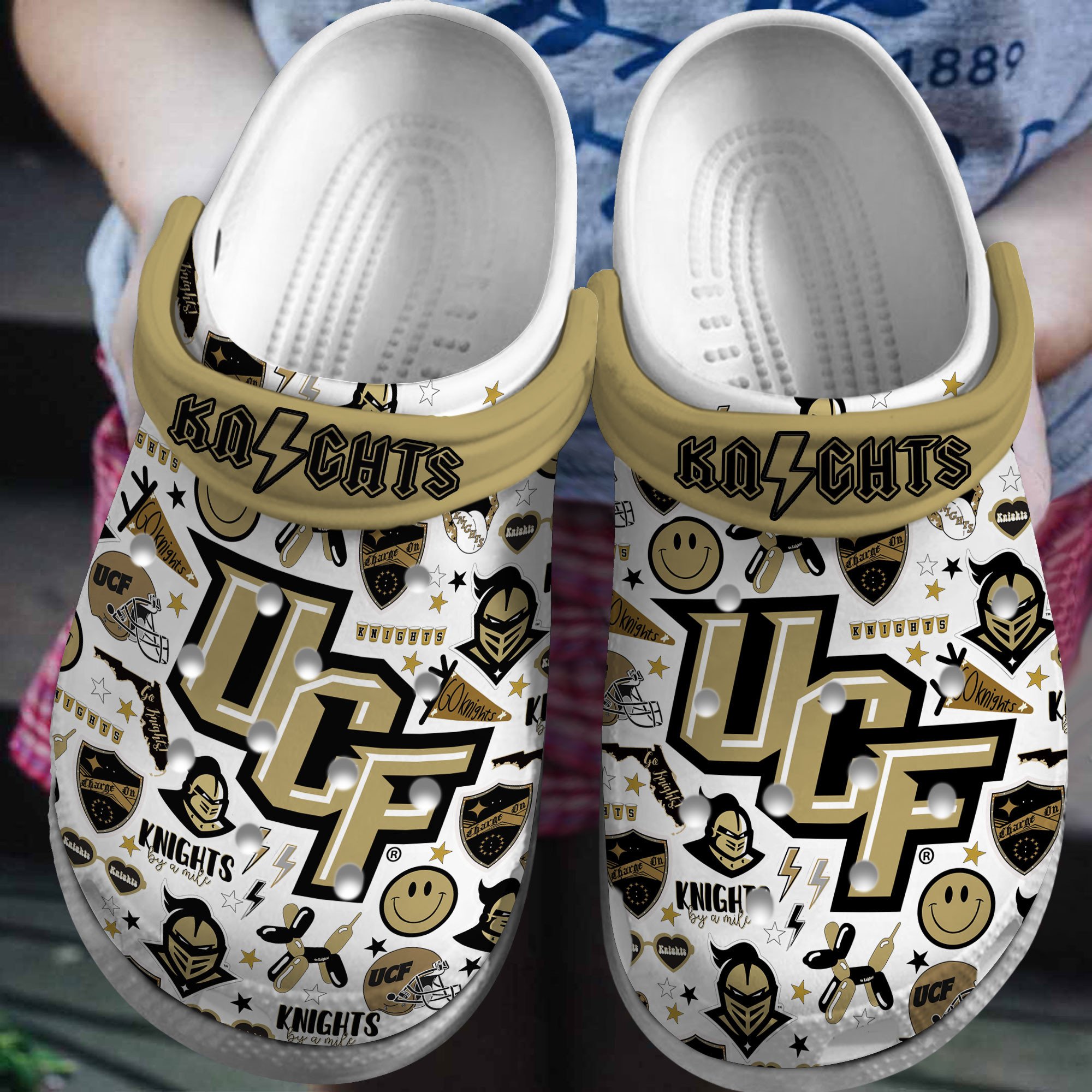 Footwearmerch UCF Knights NCAA Sport Crocs Crocband Clogs Shoes Comfortable For Men Women and Kids