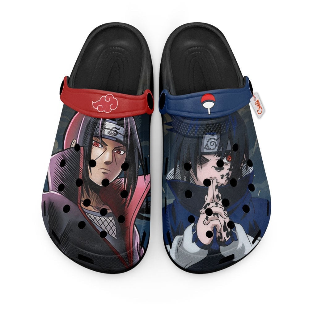 Footwearmerch Uchiha Sasuke and Itachi Uchiha Naruto Shippuden Anime Crocs Crocband Clogs Shoes Comfortable For Men Women and Kids