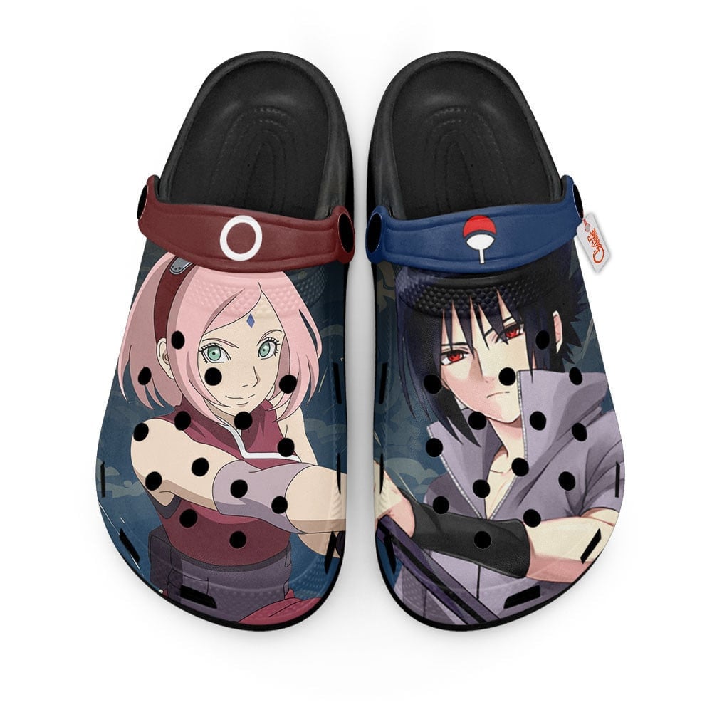 Footwearmerch Uchiha Sasuke and Sakura Haruno Naruto Shippuden Anime Crocs Crocband Clogs Shoes Comfortable For Men Women and Kids