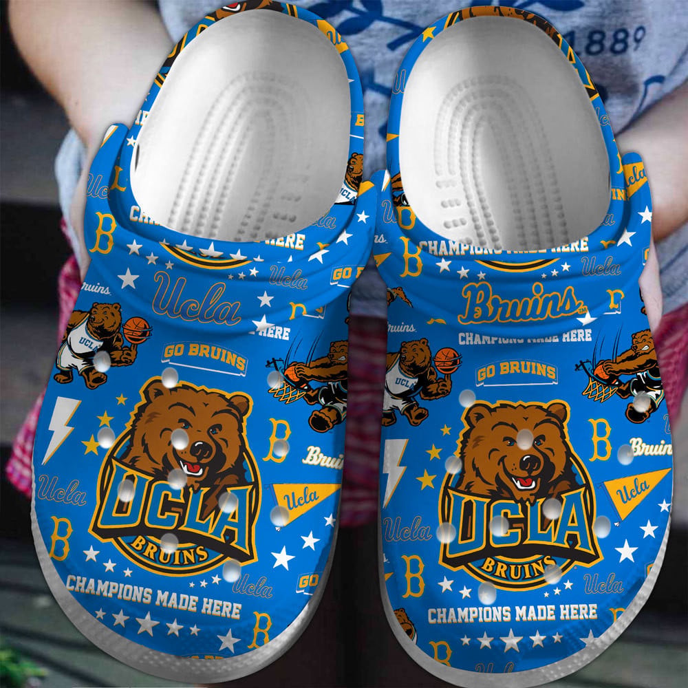 Footwearmerch UCLA Bruins NCAA Sport Crocs Crocband Clogs Shoes Comfortable For Men Women and Kids