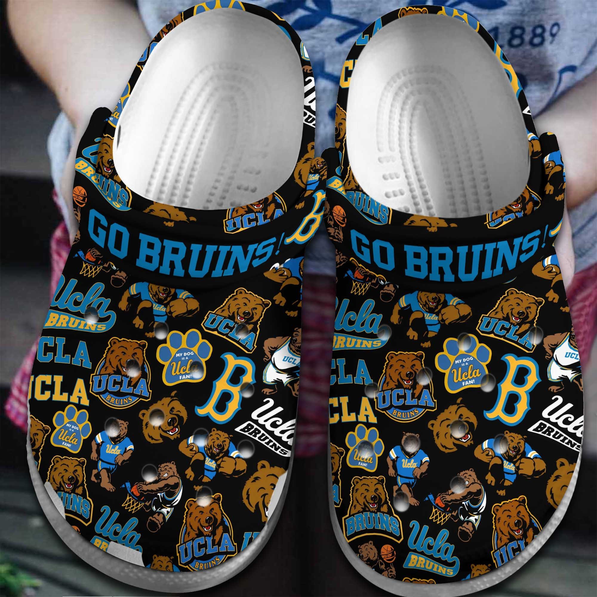 Footwearmerch Ucla Bruins NCAA Sport Crocs Crocband Clogs Shoes Comfortable For Men Women and Kids