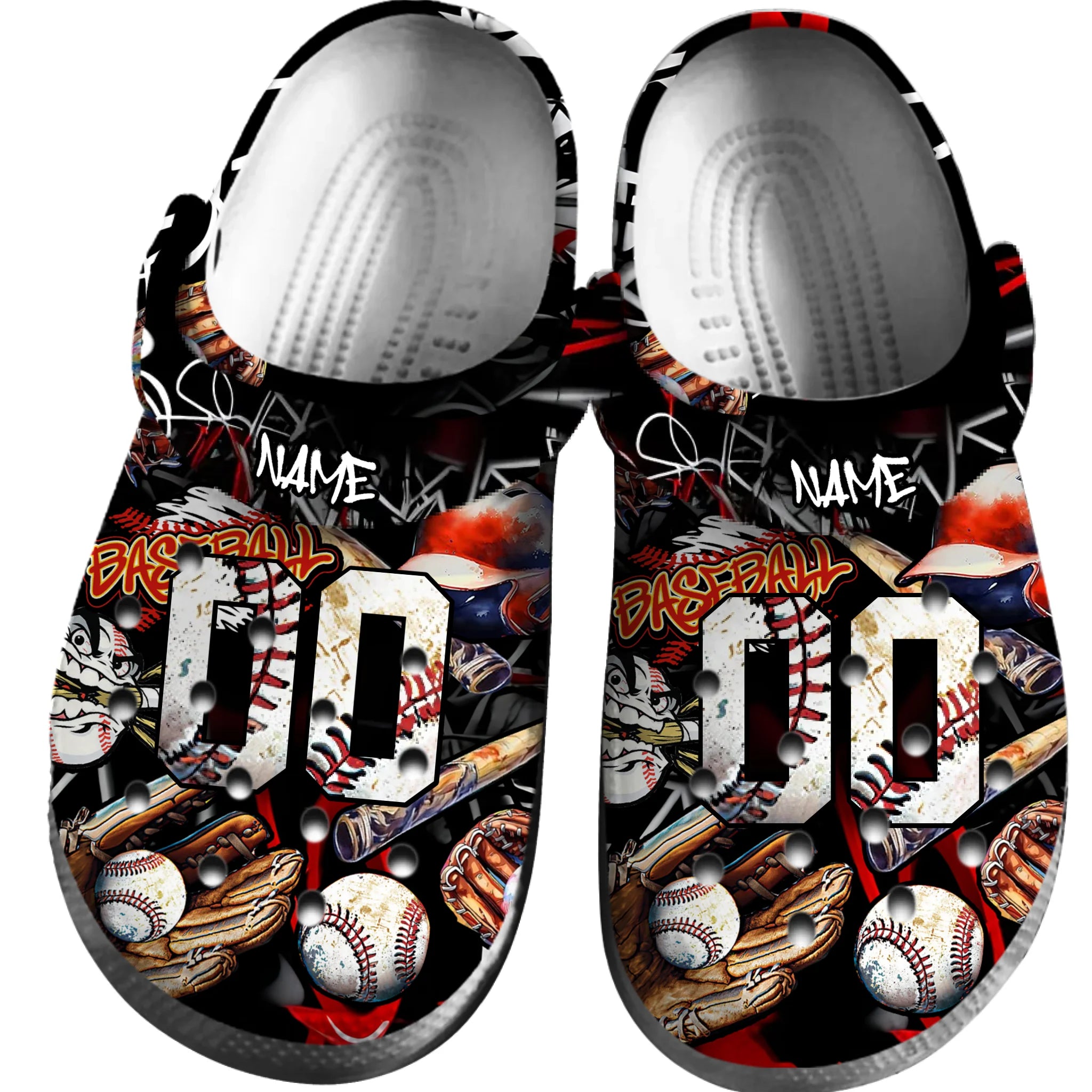Footwearmerch Urban Graffiti Baseball Sport Crocs Crocband Clogs Shoes Comfortable For Men Women and Kids