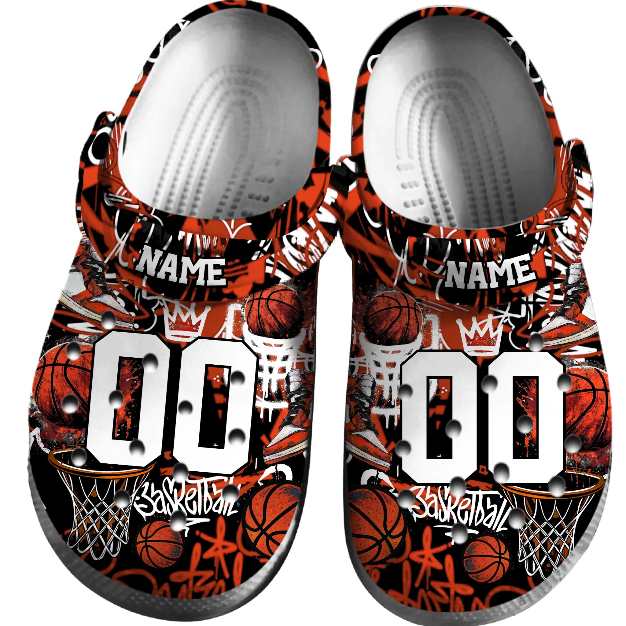 Footwearmerch Urban Graffiti Basketball Sport Crocs Crocband Clogs Shoes Comfortable For Men Women and Kids