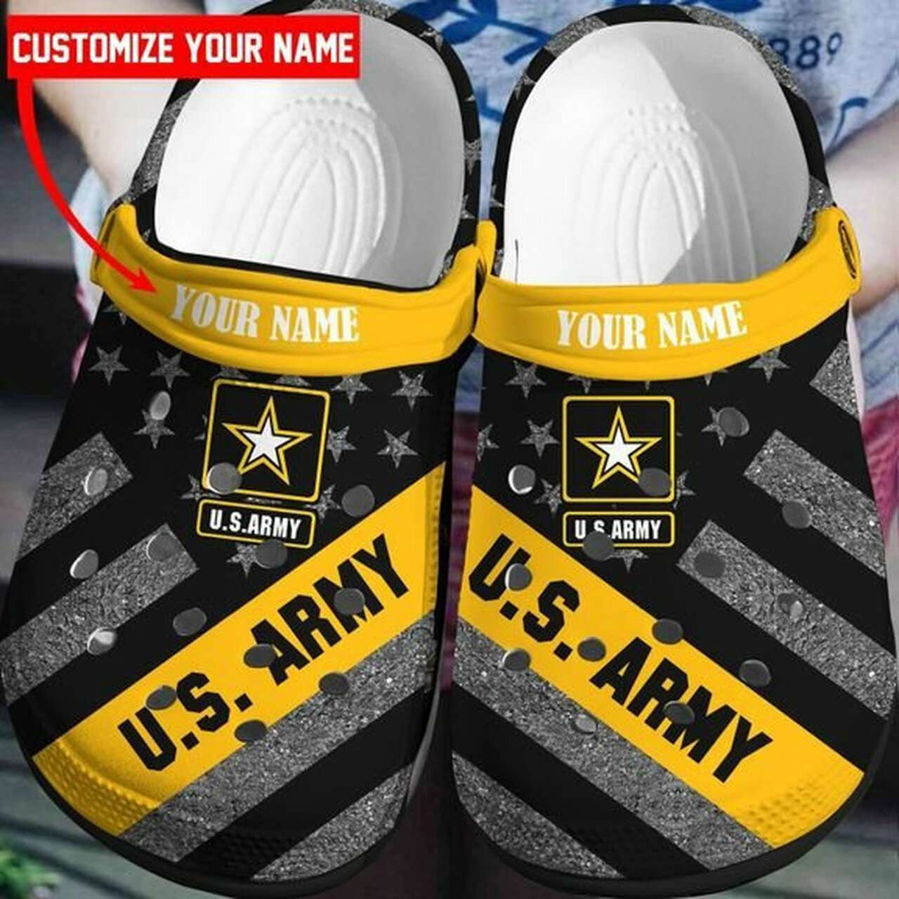 Footwearmerch Us Army Usa Flag 4Th Of July Crocband Clogs